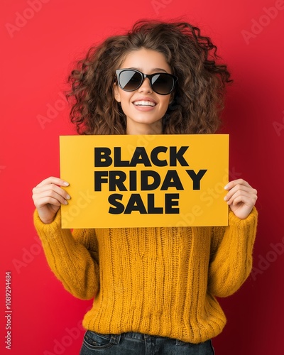 Exciting Black Friday Sale Announcement Retail Store Promotional Content Urban Setting Close-Up Shopping Trend