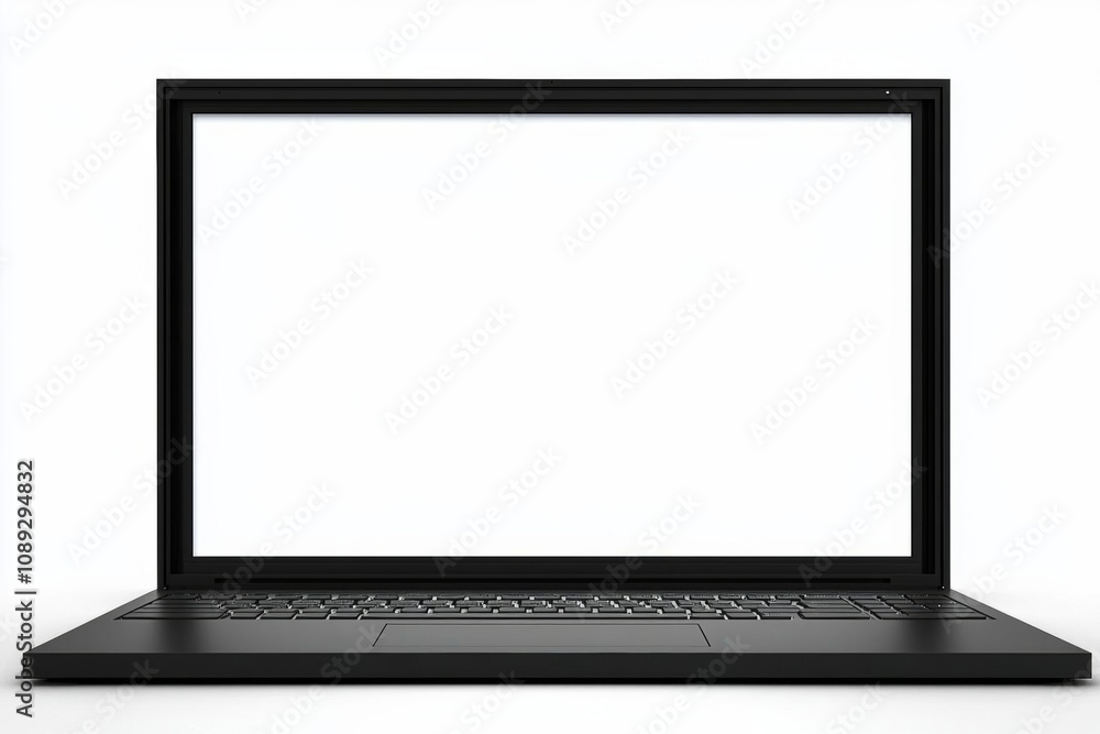 3d laptop with blank screen on white background , isolated on white background, , copy space, copy space for text, 3d laptop with blank screen on white background , isolated on white background, , copy space, copy space for text,