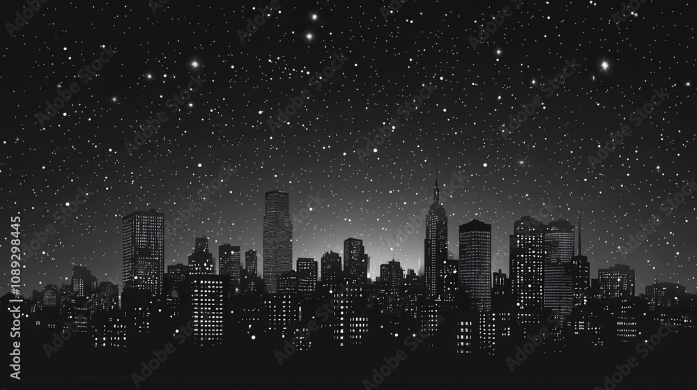 Fototapeta premium High Angle Shot of Glowing Metropolitan Skyline at Night