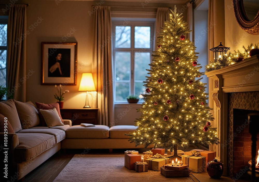 decorated christmas tree adds touch elegance living rooms decorated christmas tree adds touch elegance living rooms