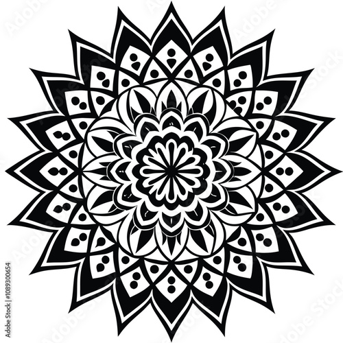 Rangoli Patterns silhouette vector illustration Isolated white background.