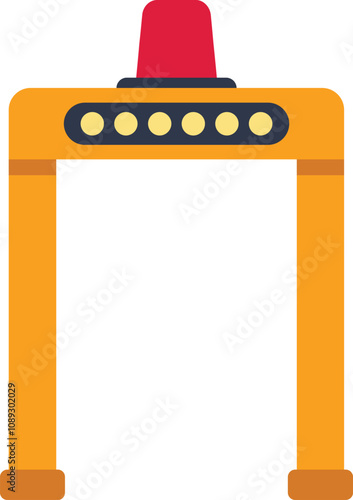 Metal detector gate flashing red, indicating the detection of a potential threat and alerting security personnel