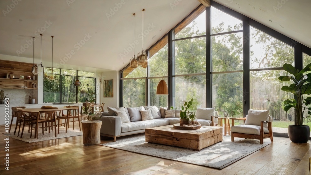 Fototapeta premium Sustainable Living Showcased in Bright EcoFriendly Home Interior