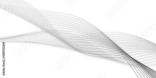 Abstract dynamic wavy lines on white background. Digital frequency track equalizer wave element for design. Light cyberspace in a digital background. Abstract technology white wave.