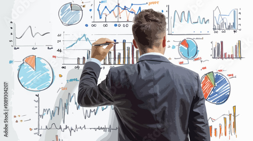 Close View of Businessman Drawing on Screen Market Concept