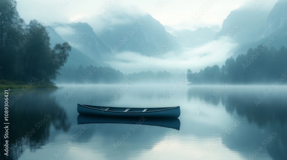 Serene Morning Mist on a Mountain Lake Serene Morning Mist on a Mountain Lake