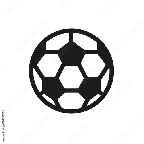 Soccer ball icon with black hexagons