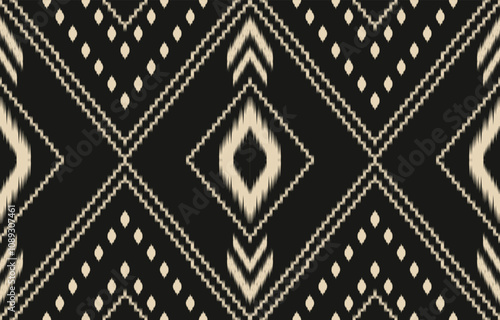 Geometric ethnic oriental ikat seamless pattern  color oriental. Aztec ornament print. Design for background ,curtain, carpet, wallpaper, clothing, wrapping, Batik, vector illustration.