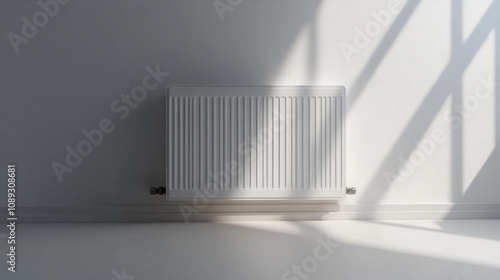 Radiator in a bright room with natural light streaming through windows