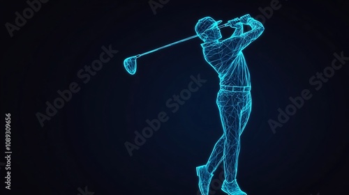 Golfer in Mid Swing Geometric Abstract Style on Transparent Background photo