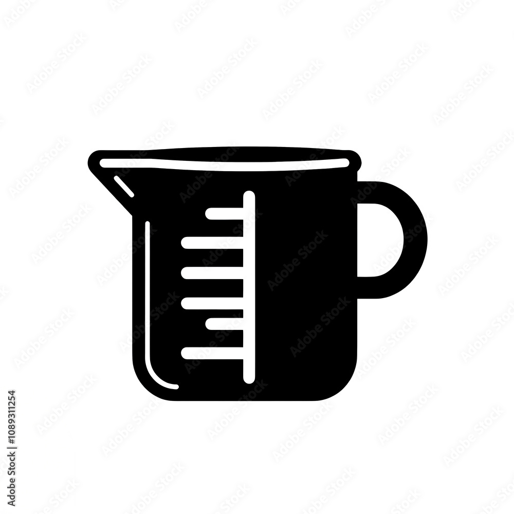 Isolated black and white vector illustration of a measuring glass of liquid on a white background. Isolated black and white vector illustration of a measuring glass of liquid on a white background.