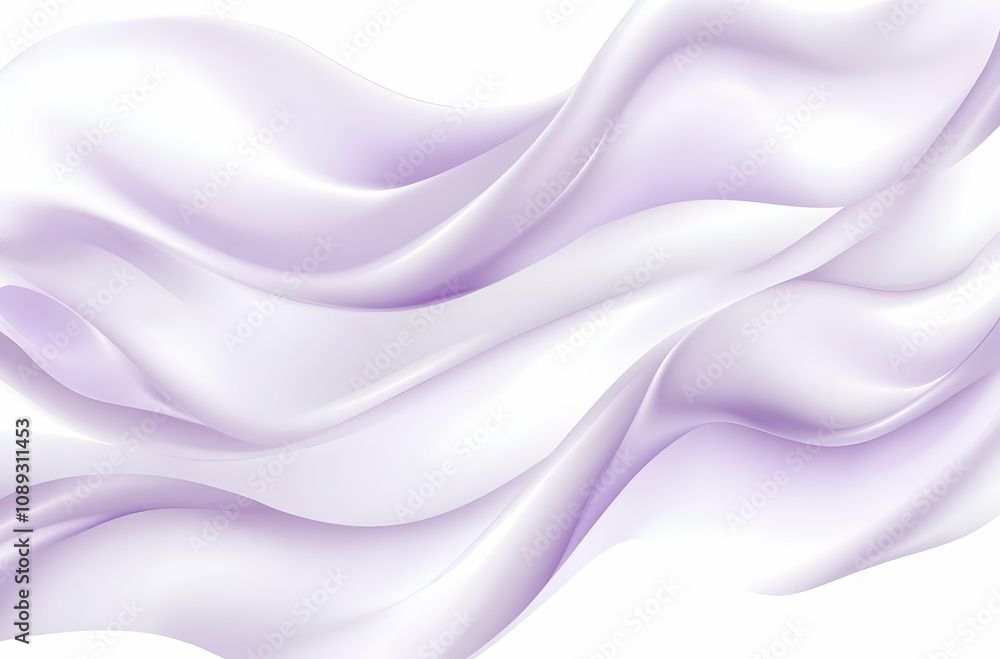 Abstract lavender and white flowing fabric waves, elegant and smooth curves on white background. Abstract lavender and white flowing fabric waves, elegant and smooth curves on white background.