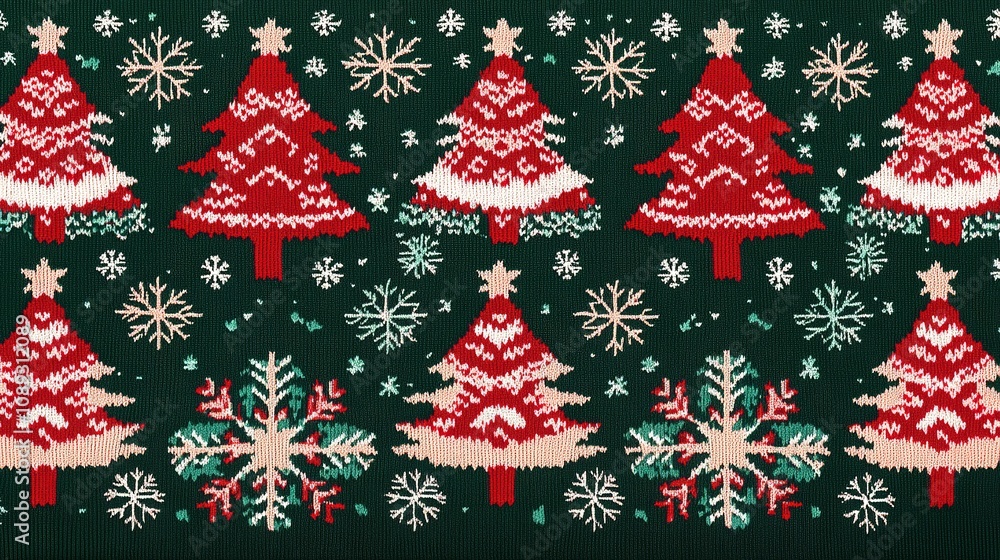 Festive nordic knit pattern design featuring christmas trees and snowflakes holiday decor cozy atmosphere vibrant colors Festive nordic knit pattern design featuring christmas trees and snowflakes holiday decor cozy atmosphere vibrant colors