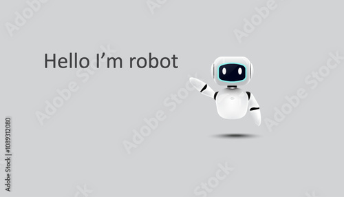 3D robot on gray background, Artificial intelligence cyborg concept