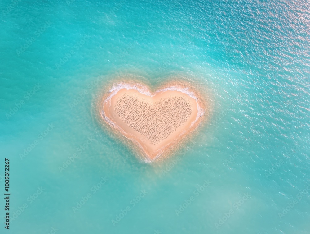 aerial view of a heartshaped sandbar in turquoise water aerial view of a heartshaped sandbar in turquoise water