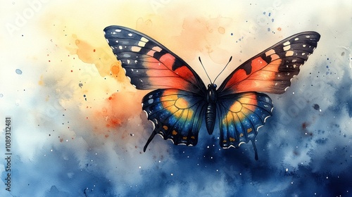 Watercolor Butterfly Painting photo