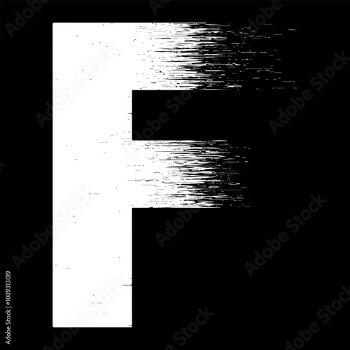 speed F alphabet isolated on dark background
