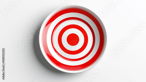 Simple Red and White Target Icon on a Plate
