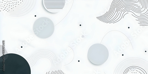 Wallpaper Mural Abstract minimalist background with geometric shapes, lines, and dots in grayscale. Torontodigital.ca