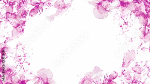 Abstract pink floral frame on white background. Perfect for wedding invitations, greeting cards, or feminine designs.