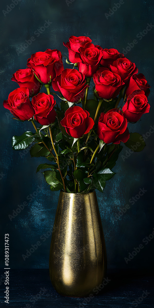 Obraz premium Rosas vermelhas em um vaso vintage