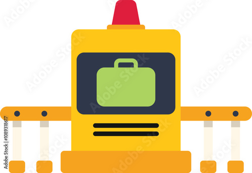 Security system with a green allowed symbol on its display, allowing a suitcase to pass the control
