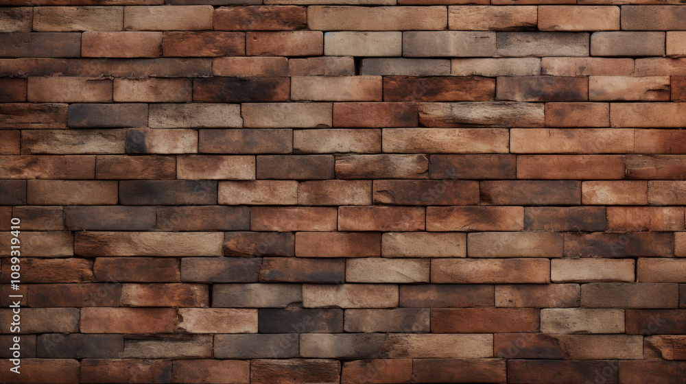 Obraz premium Rustic brick wall with warm tones in a decorative setting