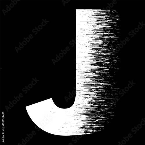 speed J alphabet faded isolated on dark background