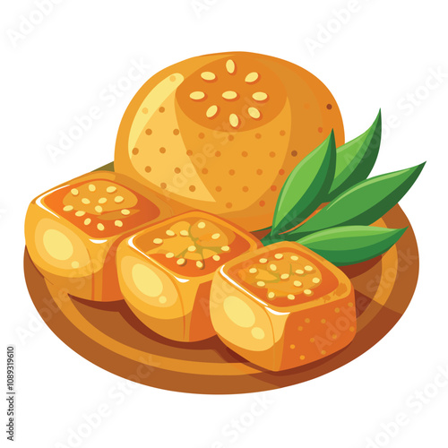 Tilgul Sesame and Jaggery Sweets vector illustration Isolated white background.