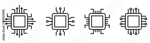 Ai computing chip technology icon