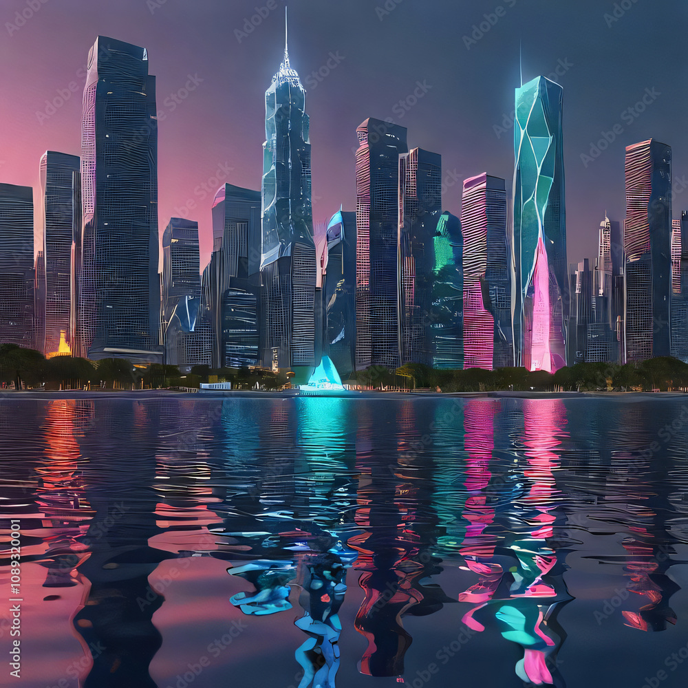 Fototapeta premium Skyscrapers Dancing in the Night 
