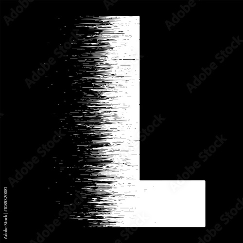 speed L alphabet faded isolated on dark background