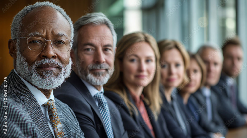 Professional business meeting with diverse executives in modern conference room Professional business meeting with diverse executives in modern conference room