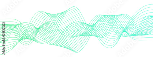 Abstract colourful glowing frequency sound wave with curved lines. Curved, wavy lines create a futuristic motion. concept business presentation, Brochure, Flyer, Science, Technology.
