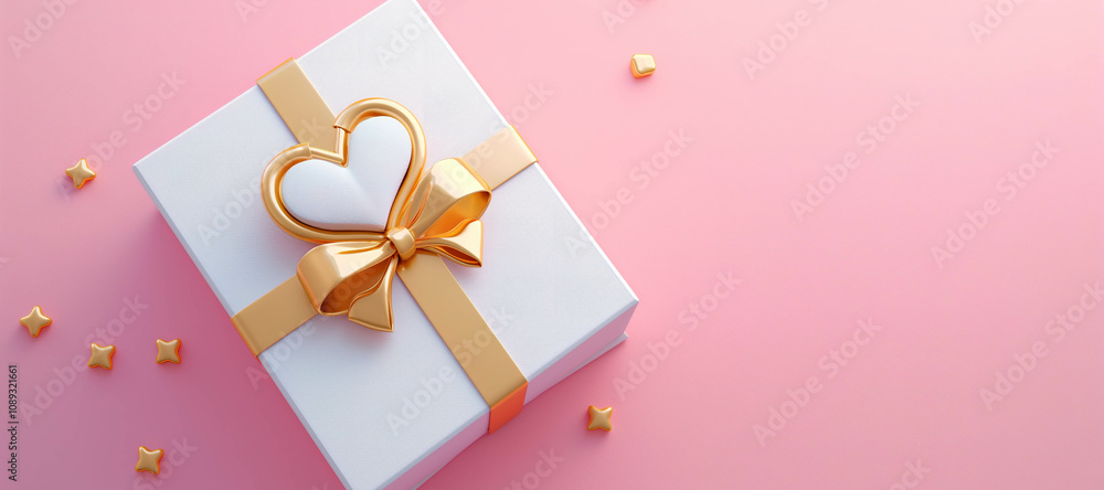 white gift box with gold ribbon on pink background 4 white gift box with gold ribbon on pink background 4