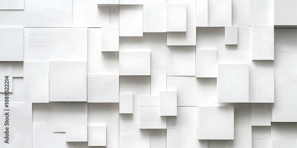 Abstract white geometric pattern of squares and rectangles, creating a modern, minimalist design. Abstract white geometric pattern of squares and rectangles, creating a modern, minimalist design.