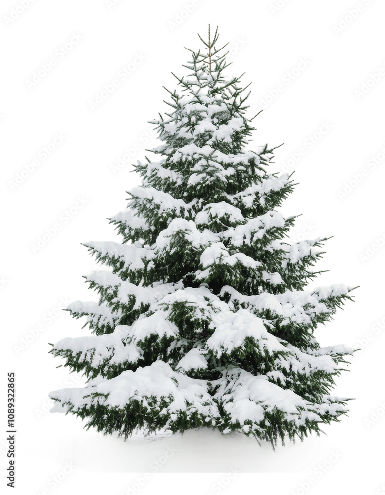 PNG Snow-covered evergreen tree in a winter landscape PNG Snow-covered evergreen tree in a winter landscape