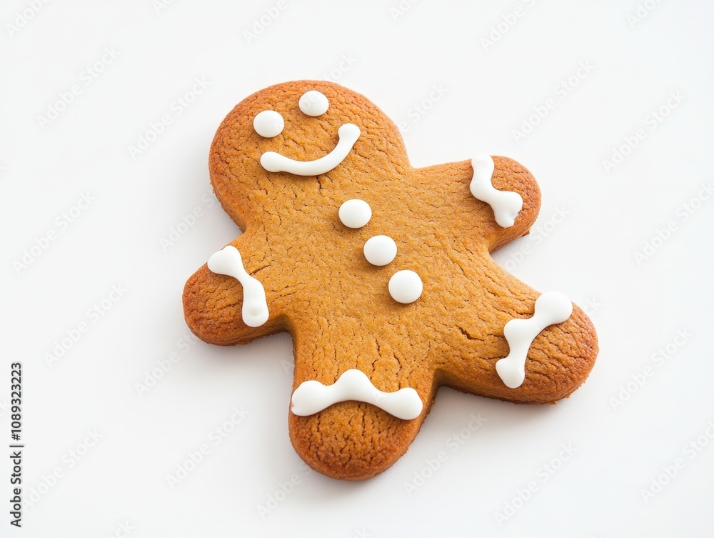 gingerbread cookie with icing decoration on a white background gingerbread cookie with icing decoration on a white background
