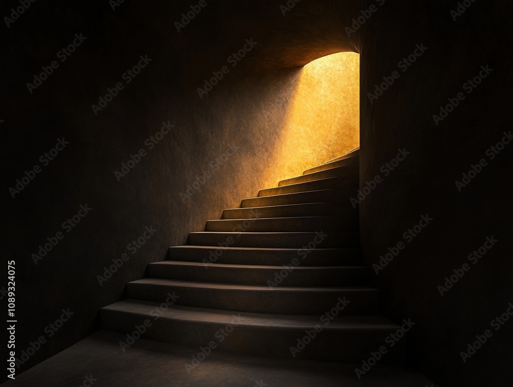 a staircase leading to a bright light source, symbolizing hope and new beginnings a staircase leading to a bright light source, symbolizing hope and new beginnings