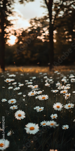 Margaridas silvestres em um campo photo