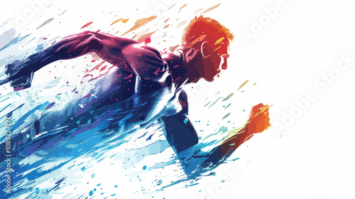 Professional Close-up of Young Man's Body and Digital Running Images