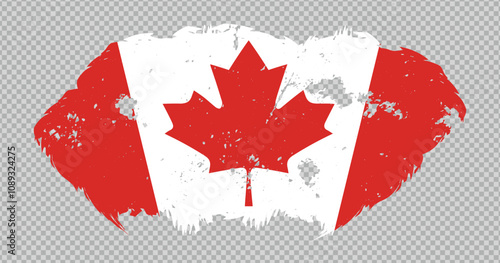 Canada national flag with distressed stroke brush effect on isolated background