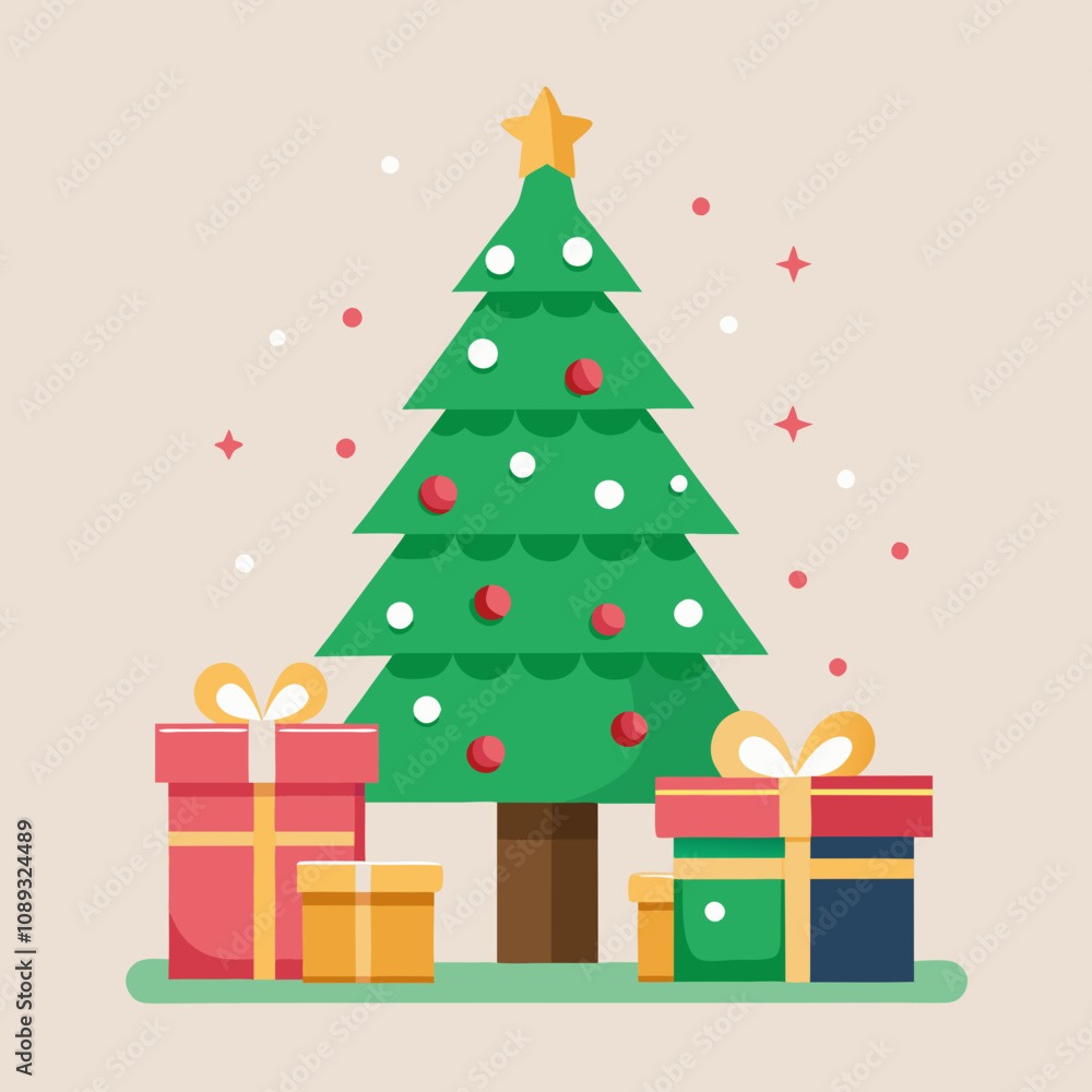 Christmas tree and gift boxes vector illustration Christmas tree and gift boxes vector illustration