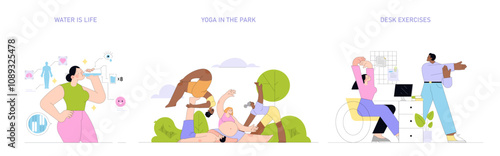 Healthy Lifestyle. Flat Vector Illustration