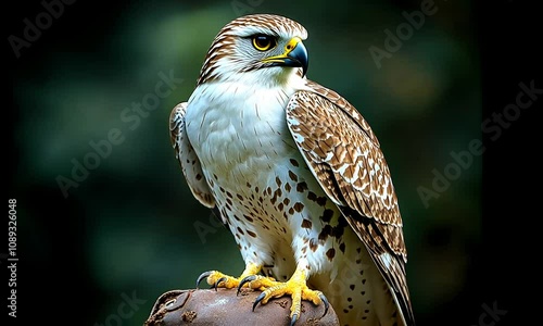 A majestic hawk perched elegantly, showcasing its striking plumage.