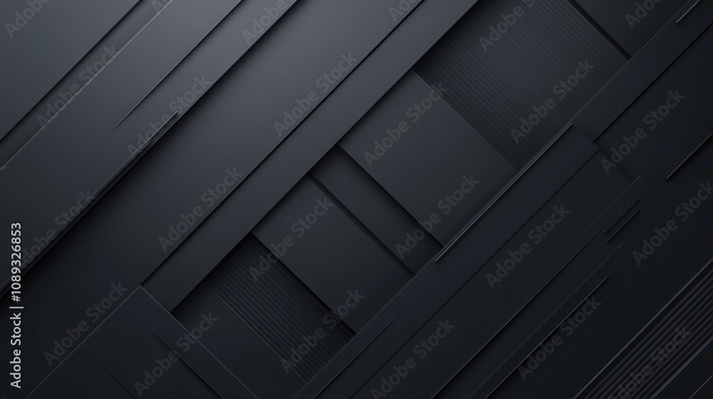 Dark, abstract background with diagonal lines and overlapping shapes, creating a sense of depth and dimension Dark, abstract background with diagonal lines and overlapping shapes, creating a sense of depth and dimension