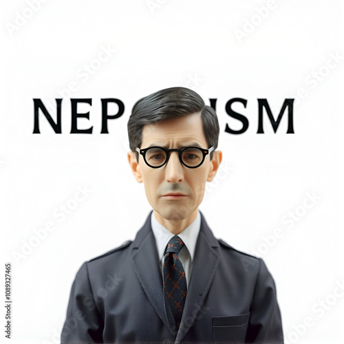 Nepotism as government problem with relative advantage tiny person concept, transparent background. photo