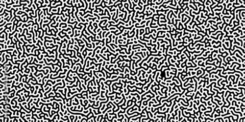 Monochrome Turing reaction background. Abstract pattern background. Linear design with biological shapes. Organic lines in memphis. Overlay template abstract Turing organic wallpaper background. 