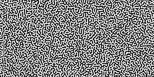 Monochrome Turing reaction background. Abstract pattern background. Linear design with biological shapes. Organic lines in memphis. Overlay template abstract Turing organic wallpaper background. 