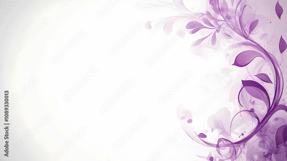 Elegant purple floral design on a white background, perfect for wedding invitations, greeting cards, or other special occasions. Elegant purple floral design on a white background, perfect for wedding invitations, greeting cards, or other special occasions.